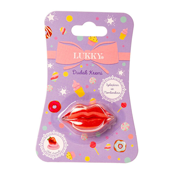 Lukky Simli Çilek Aromalı Kırmızı Dudak Balm