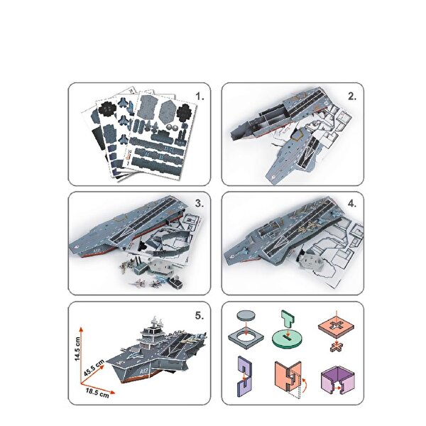 Cubic Fun 3D Puzzle 60 Parça Charles De Gaulle Uçak Gemisi
