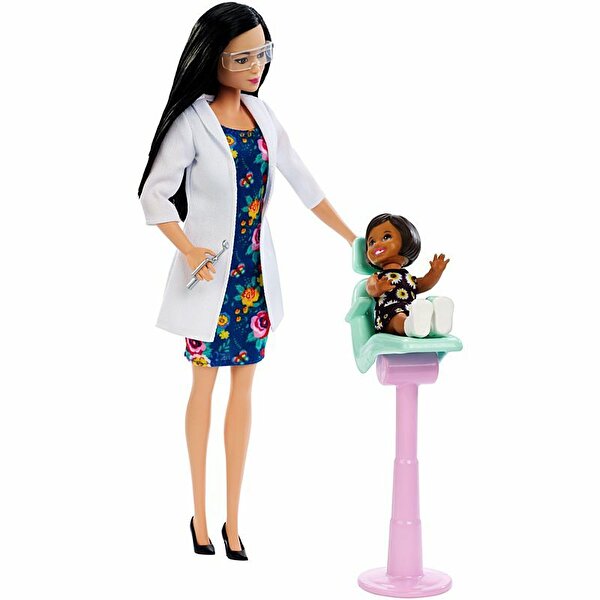 Barbie ve Meslekleri Oyun Setleri Siyah Saçlı Diş Doktoru FXP17