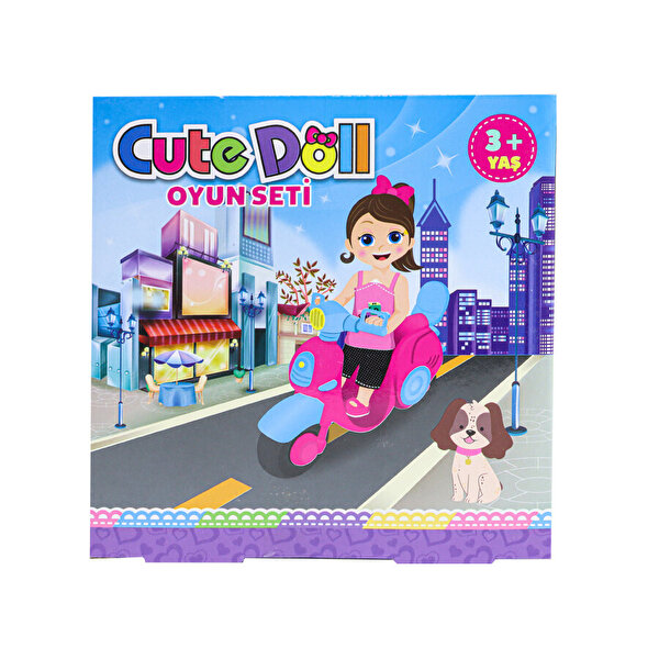 Sevimli Bebek Motorsikletli Koyu Pembe Kasklı