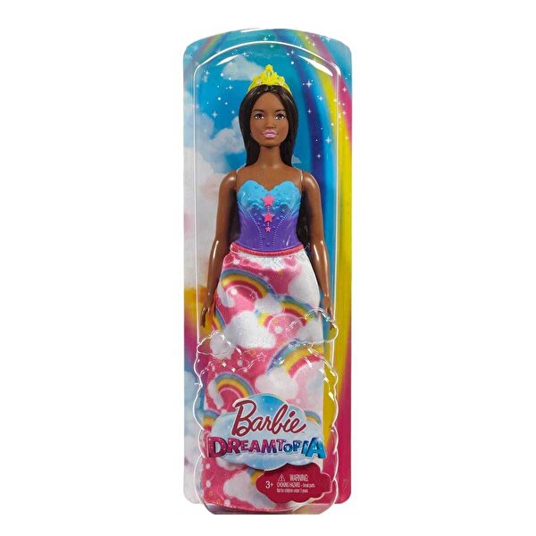 Barbie Dreamtopia Prenses Barbie Bebekler Gökkuşağı Etekli Siyahi FJC98