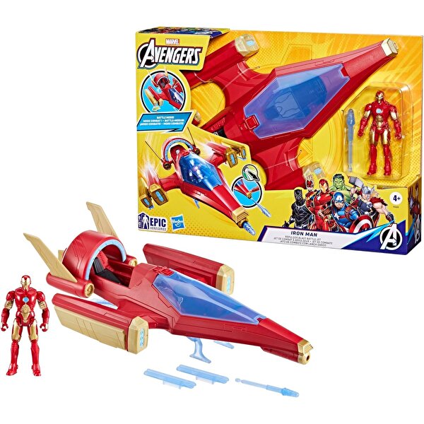 Marvel Avengers Epic Hero Serisi Iron Man Repulsor Blast Savaş Jeti ve Aksiyon Figürü F9329