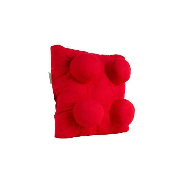 4'lü Blok Yastık Peluş Kırmızı
