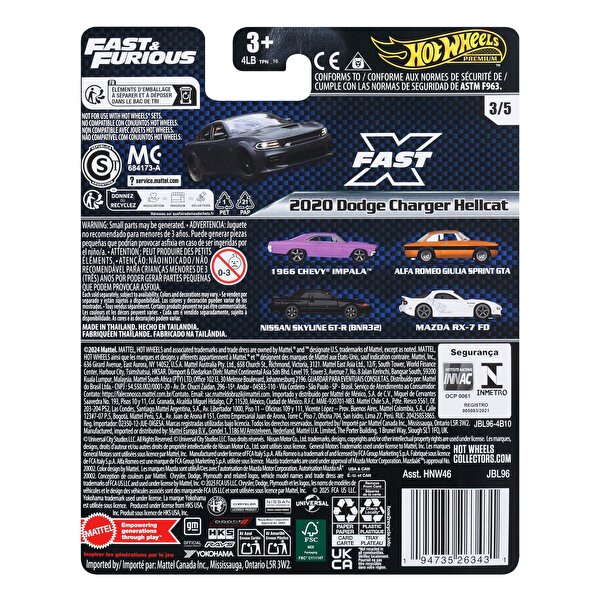 Hot Wheels Hızlı ve Öfkeli Premium Arabalar 2020 Dodge Charger Hellcat JBL96