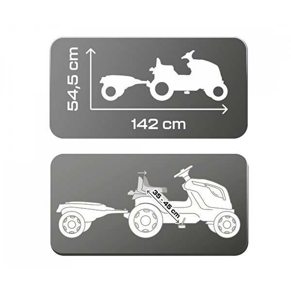 Smoby Life Farmer XL Siyah Pedallı Römorklu Traktör