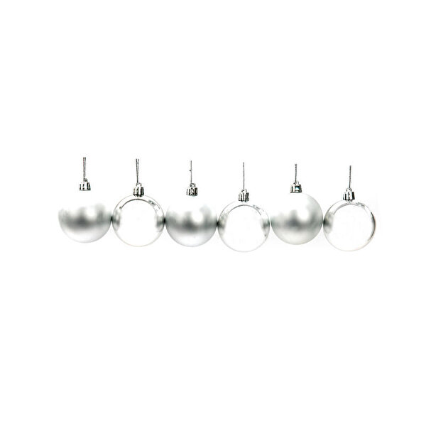 Yılbaşı Ağaç Süsü 6'lı Gümüş Renk Top