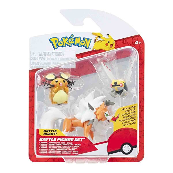 Pokemon Battle 3'lü Fi̇gür Seti̇ Dedenne Lycanroc Ninjask