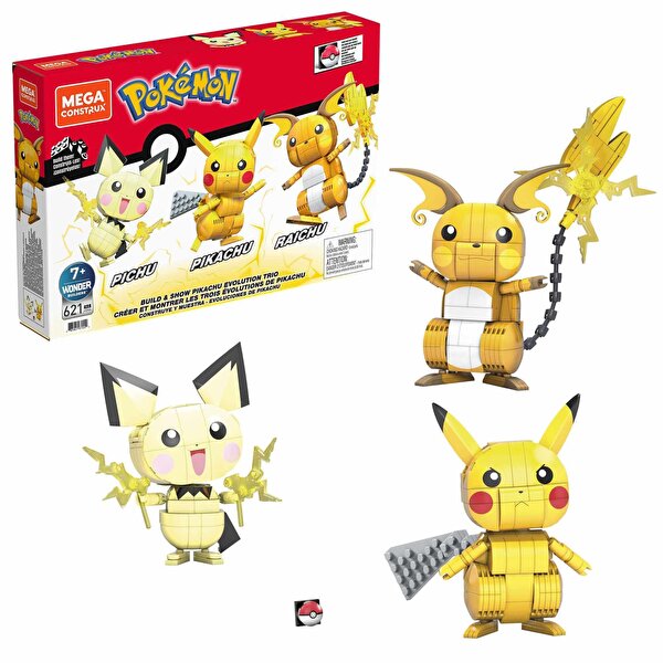 Mega Pokemon Yap ve Oyna Figürler Pikachu'nun Üç Evrimi Yapı Seti GYH06
