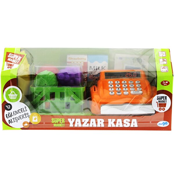 Turuncu Yazar Kasalı Market Seti