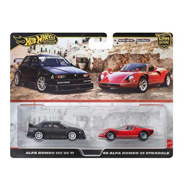 Hot Wheels 2'li̇ Premi̇um Araba Seti Alfa Romeo 155 V6 Ti Ve 69 Alfa Romeo 33 Stradale JBK95