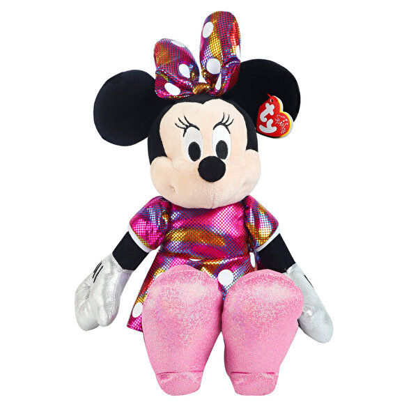 TY Parlak Gökkuşağı Elbiseli Minnie Mouse Peluş 30 Cm