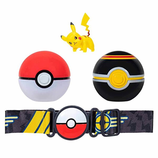 Pokemon Clip 'N' Go Pokeball Siyah Kemer ve Figür Seti Pikachu