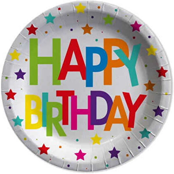 Superstar Happy Birthday Kağıt Tabak 23 Cm 8 Adet