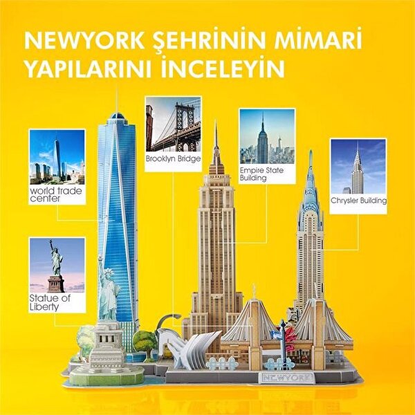 Cubic Fun City Line Serisi New York City 3D Puzzle 123 Parça