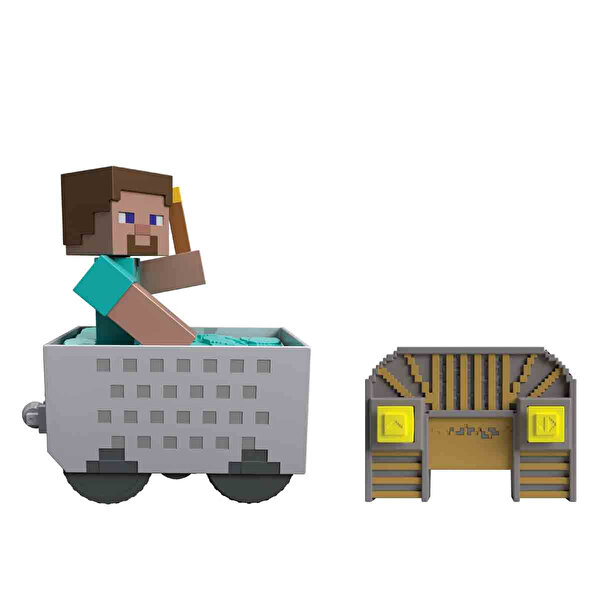 Minecraft Işıklı Uzaktan Kumandalı Minecart ve Steve Figürü JMT40