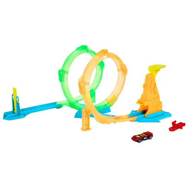 Hot Wheels Neon Yarışçılar Çift Çemberde Hız Pist Seti JMG49