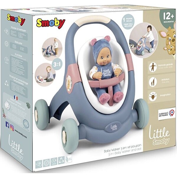 Little Smoby Baby Walker 3'ü 1 Arada Yürüteç ve Bebeği