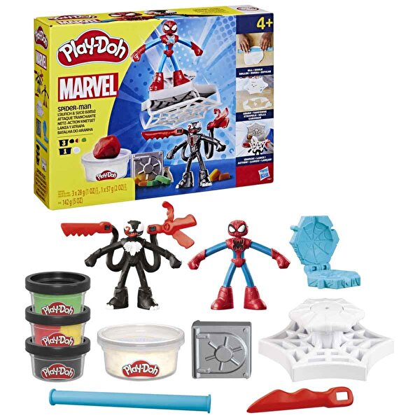 Play Doh Marvel Spider Man Fırlatma ve Dilimle Savaşı Oyun Hamuru Seti F9827