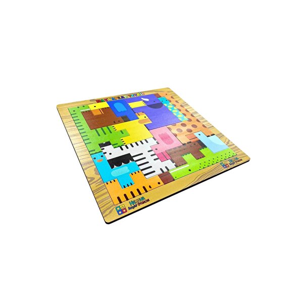 Eğitici Ahşap Oyuncak Hayvanlar Animals Puzzle Tetris