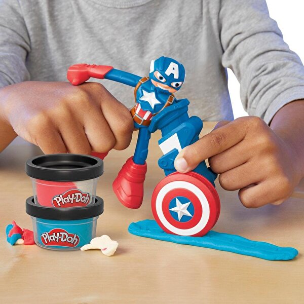 Play Doh Marvel Figürü ve Oyun Hamuru Seti Captain America G0056