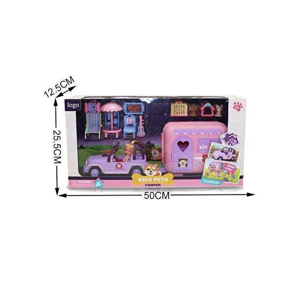 Camper Karavan Macerası Bebekli ve Evcil Hayvanlı Oyun Seti