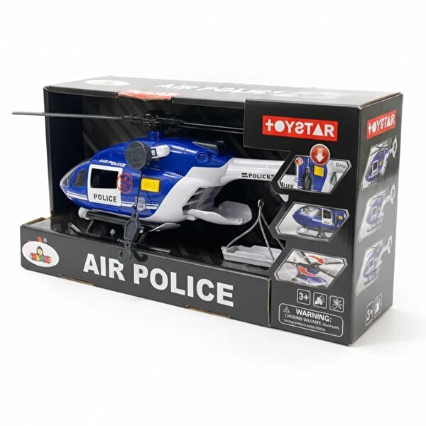 Pervaneli Işıklı ve Sesli Sürtmeli Polis Helikopteri 30 Cm