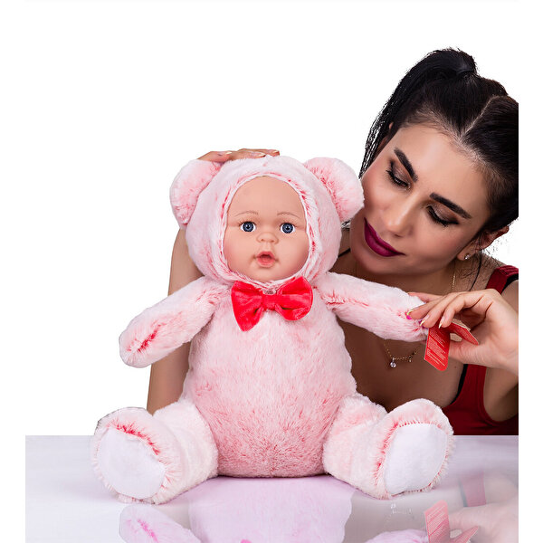 Bebek Yüzlü Peluş Oyuncak Kırmızı Ayı 30 cm.