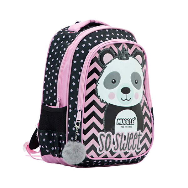 Muggle Tek Bölmeli Panda Siyah Anaokulu Sırt Çantası 7327