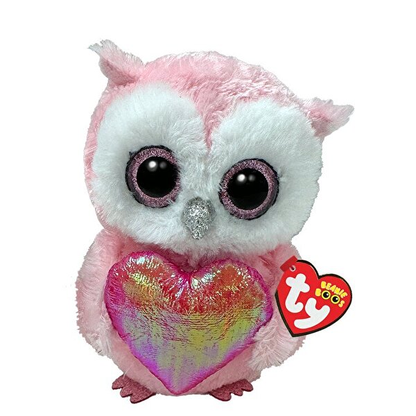 TY Beanie Boos Kalpli Pembe Baykuş Whisper 15 Cm