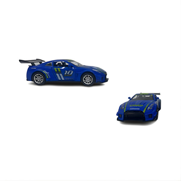 Die Cast Çek Bırak Işıklı ve Sesli Şeritli Yarış Arabası Lacivert