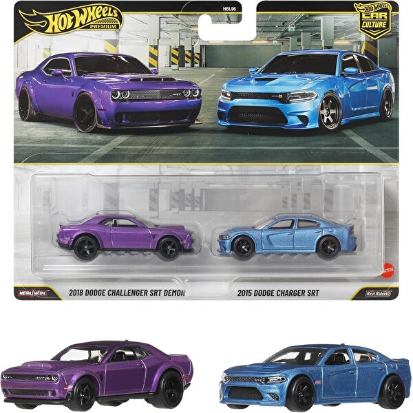 Hot Wheels 2'li̇ Premi̇um Araba 2018 Dodge Challenger Srt Demon & 2015 Dodge Charger SRT JHW47