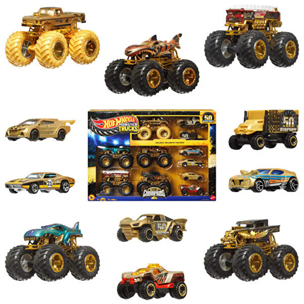 Hot Wheels Monster Trucks Bigfoot Trophy Şampiyonları Araba ve Kamyon Çoklu Arabalar