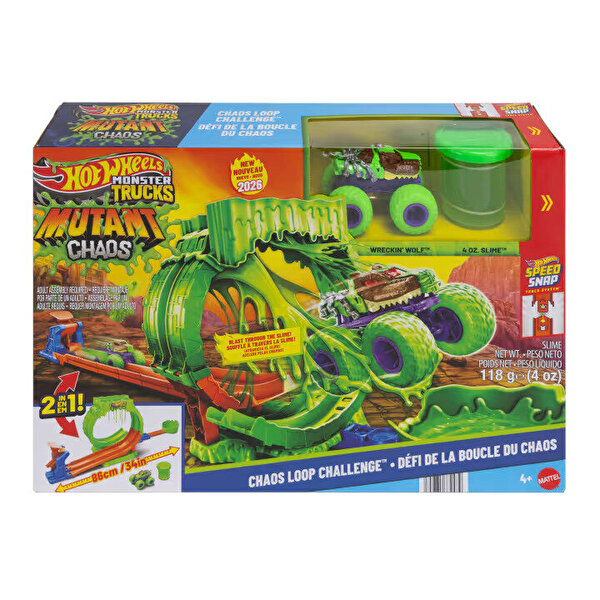 Hot Wheels Monster Trucks Mutant Kaosu Çemberde Yarış Oyun Seti JMK91