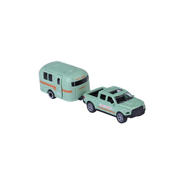 City Car Çek Bırak Karavanlı Die Cast Araba Yeşil