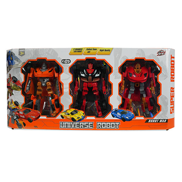 3'lü Büyük Dönüşebilen Robotlar Turuncu Siyah Kırmızı