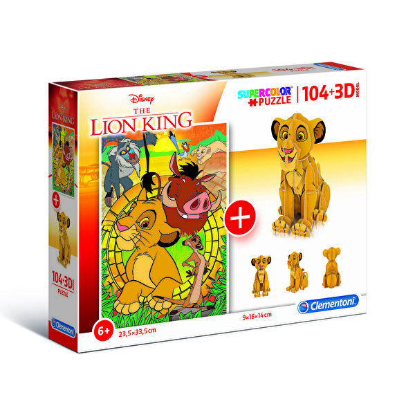 Clementoni 104 Parça Puzzle ve 3D Model Lion King