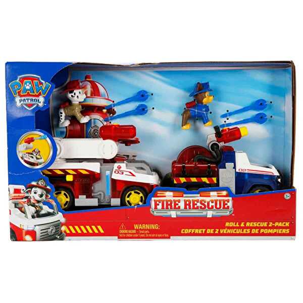Paw Patrol Fire Rescue Roll & Rescue Görev Araçları ve 2’li Figür Seti