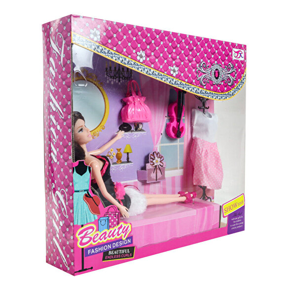 Açık Pembe Etekli Doll Bebek ve Aksesuarlar KK856-A