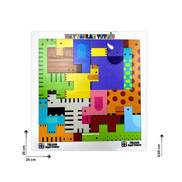 Ahşap Hayvanlar Bul Tak Tetris Beyaz Puzzle
