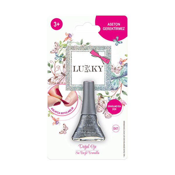 Lukky Soyulabilir Oje Işıltılı Metalik Gümüş