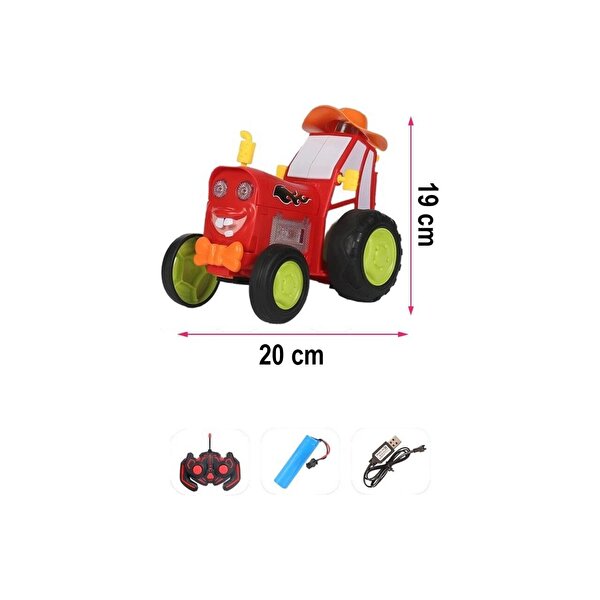 Dans Eden Çılgın Traktör Kumandalı Işıklı ve Müzikli Traktör Kırmızı