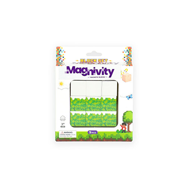 Magnivity Manyetik Bloklar Çim Desenli Blok 9 Parça