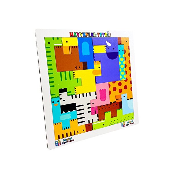 Ahşap Hayvanlar Bul Tak Tetris Beyaz Puzzle