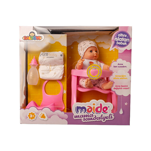 Konuşan Maide Bebek Mama Sandalyeli Oyun Seti Bebek Tişörtlü