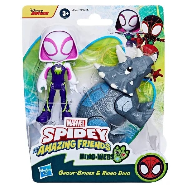 Spidey And His Amazing Friends Dino Webs Ghost-Spider ve Rhino Dino G0122