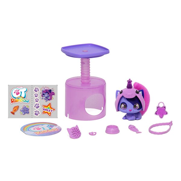 QT Kittie Gökkuşağı Serisi Sürpriz Aksesuarlı Yavru Kedi Rocky