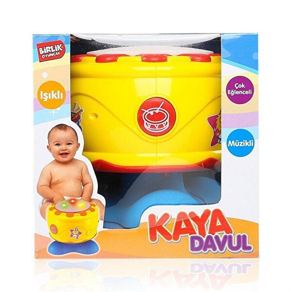 Pilli Işıklı Sesli Kaya Davul Sarı