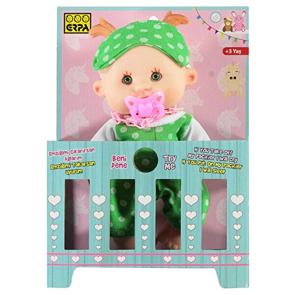 Ağlayan Bebiş Bebek Yeşil Tulumlu