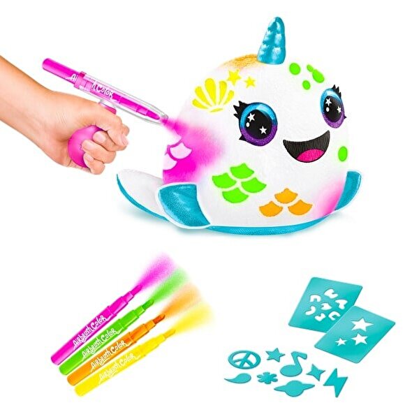 Airbrush Plush Squishy Peluş Neon Narwhal