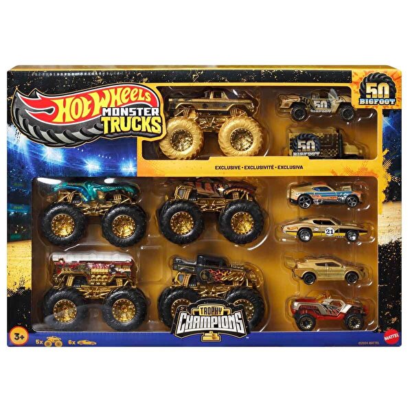 Hot Wheels Monster Trucks Bigfoot Trophy Şampiyonları Araba ve Kamyon Çoklu Arabalar